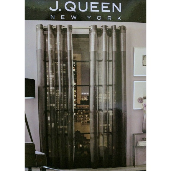 1 (One) JQUEEN J Queen New York Sheer Grommet Window Curtain Panel Gray 54"x95" - Picture 1 of 5